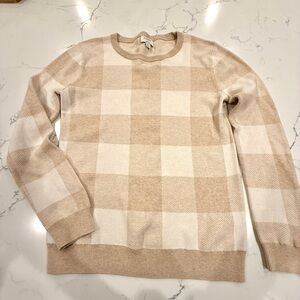 J. Crew Beige and Cream Plaid Sweater